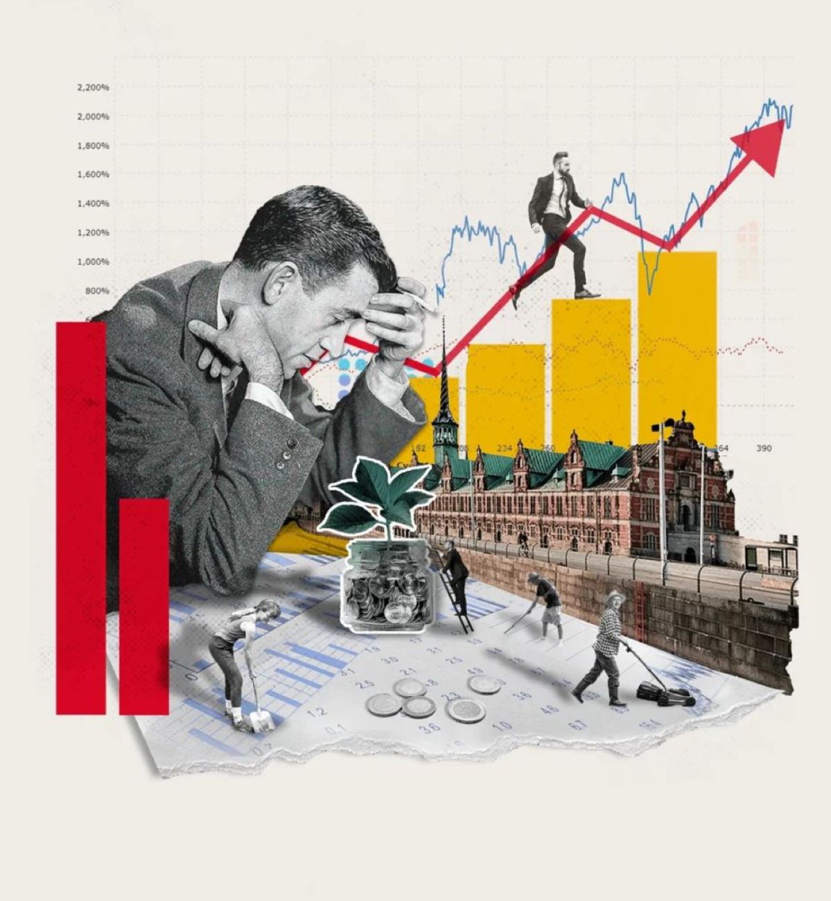 Editorial collage illustrating digital asset research